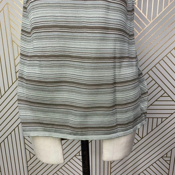 Akris Sweater Tank Top Blouse Shell Sleeveless Knit Stripe Green‎ Brown Size 14 - Picture 4 of 10